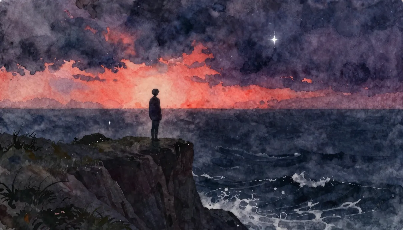 Vibrant watercolor style. Melancholic, atmospheric album cov...