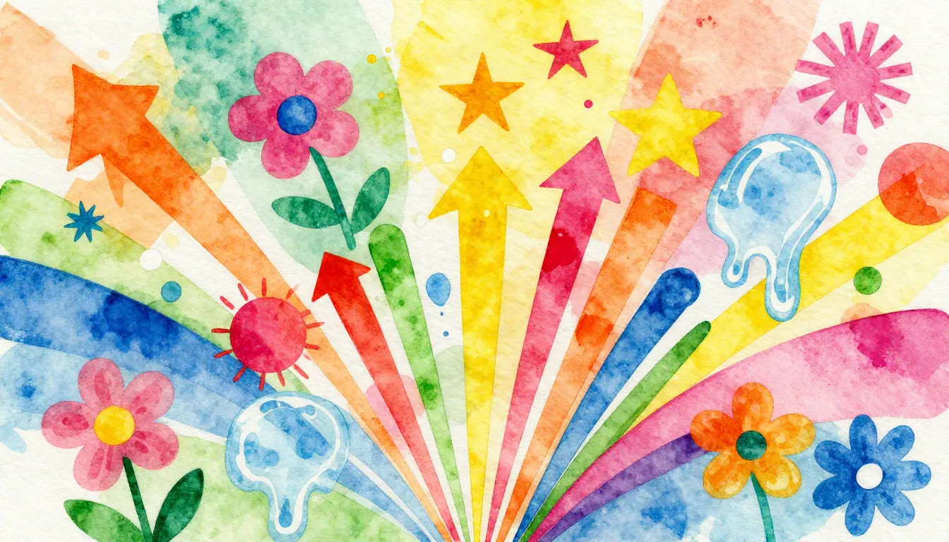 Vibrant watercolor style. Pop. Bright, vibrant, energetic co...