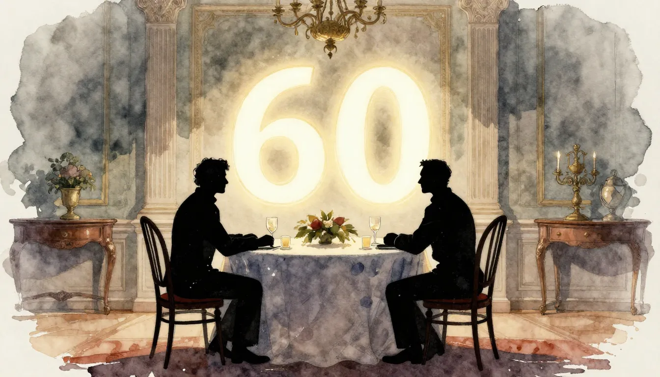 Watercolor style. A silhouette of a man sitting at a festive...