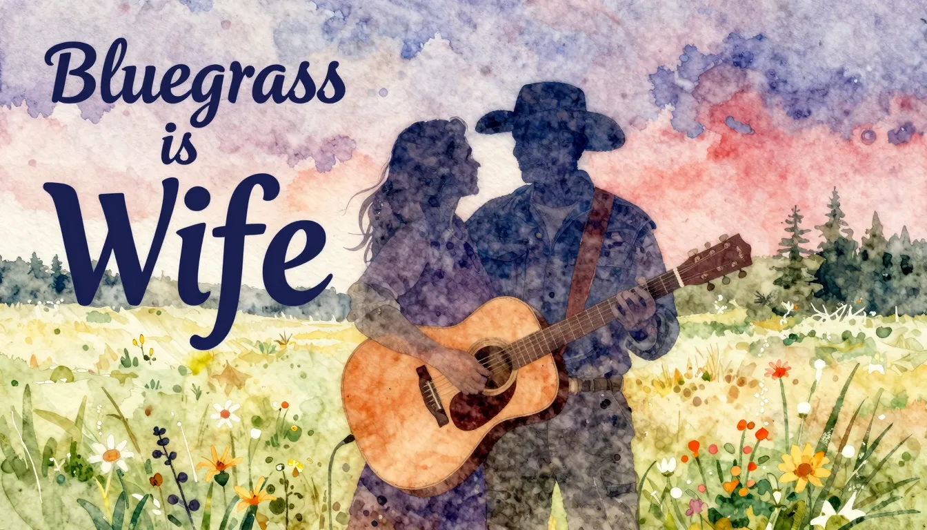 Vibrant watercolor style. Album cover for a bluegrass countr...