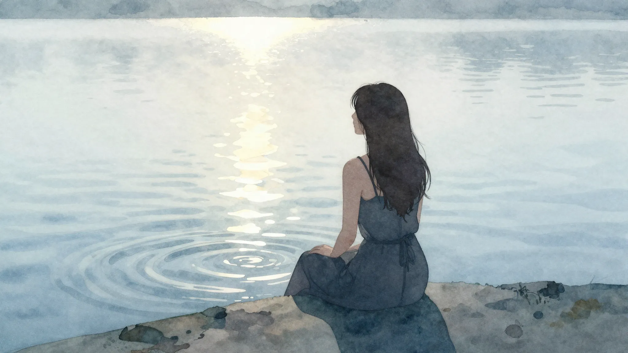 Watercolor style. A minimalist artistic composition showing ...