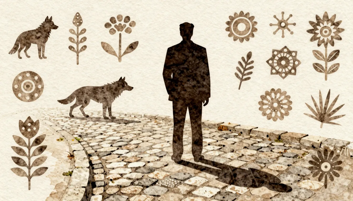 Watercolor style. A silhouette of a businessman with a long ...