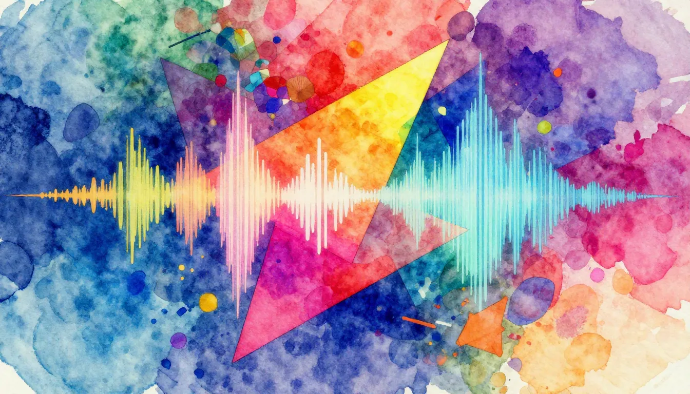 Vibrant watercolor style. Abstract electronic album cover, v...