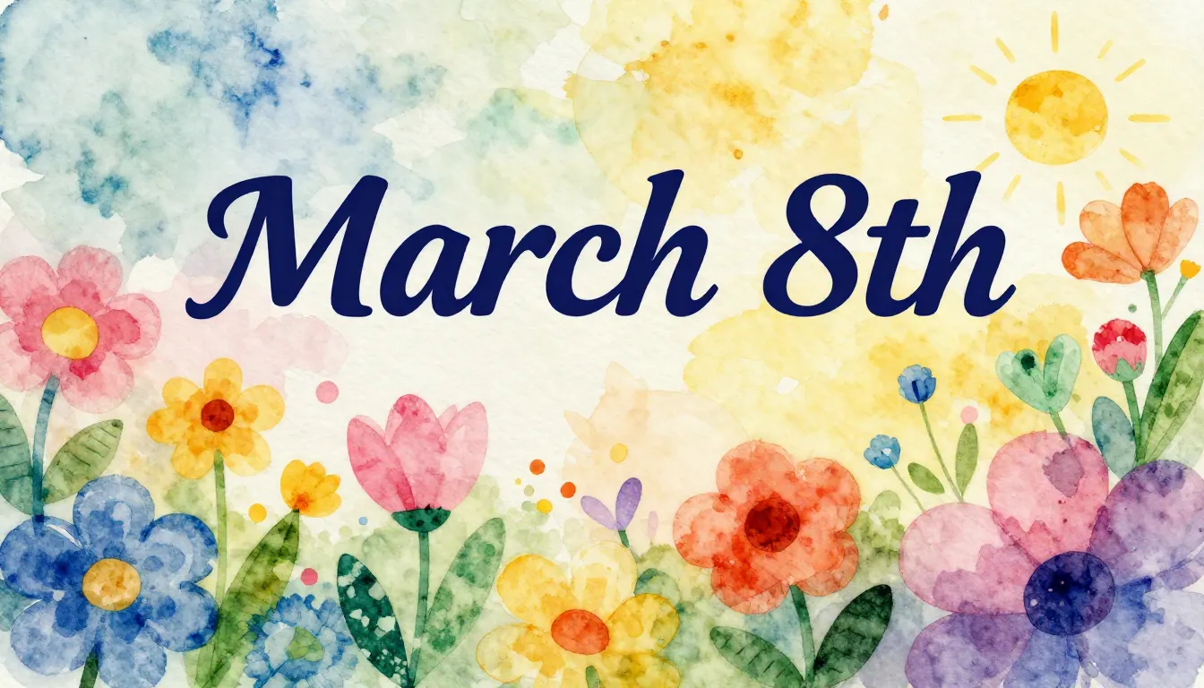 Vibrant watercolor style. Rap album cover for "March 8th" so...