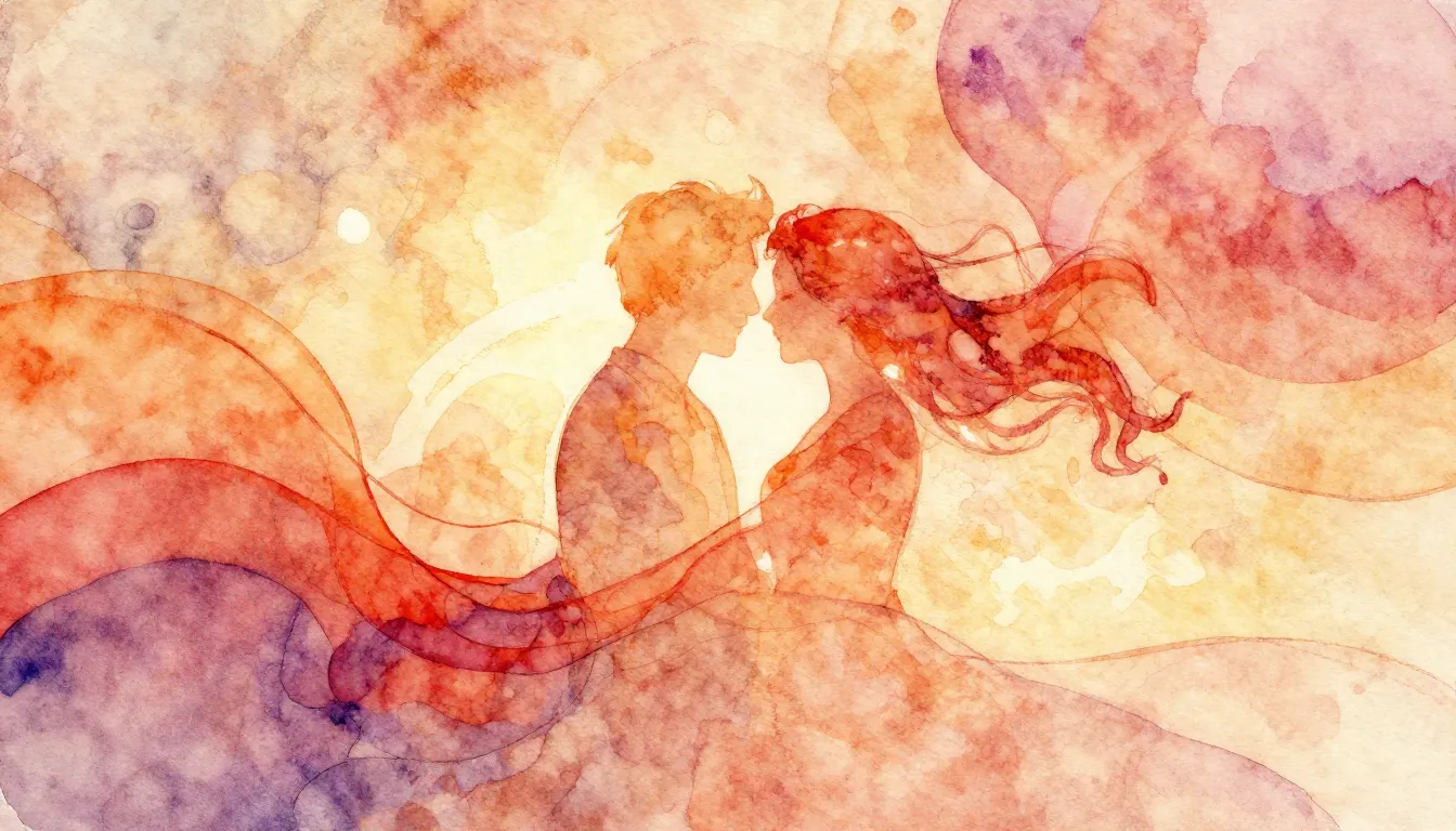 Vibrant watercolor style. Romantic, dreamy, abstract album c...