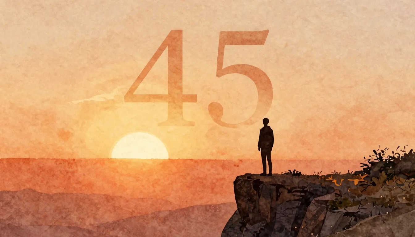 Watercolor style. A silhouette of a person standing on a cli...