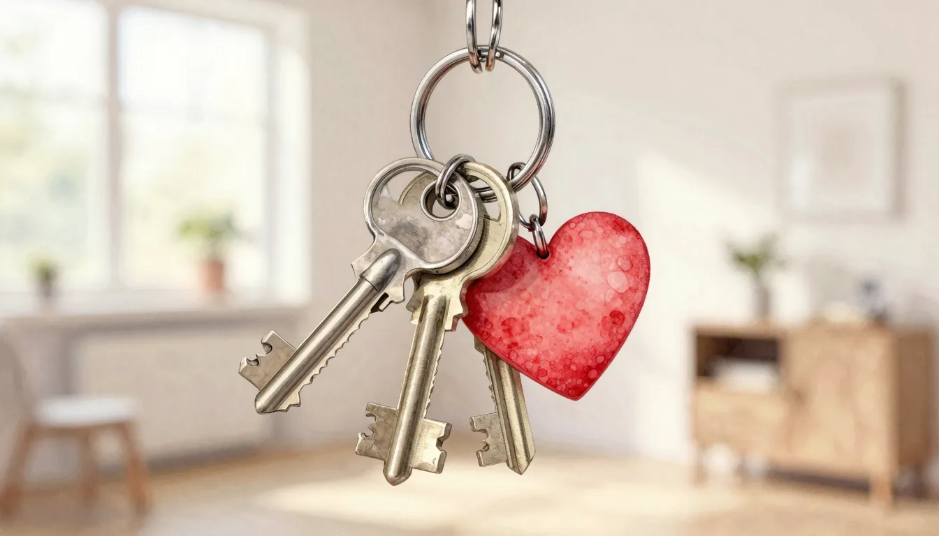 Watercolor style. A symbolic image of several keys hanging t...