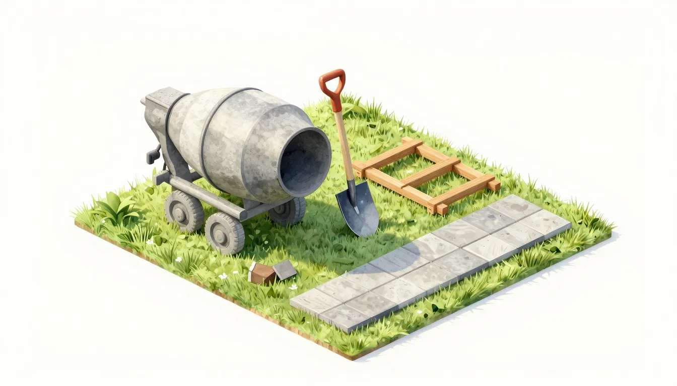 Watercolor style. A clean 3D isometric illustration of a gar...