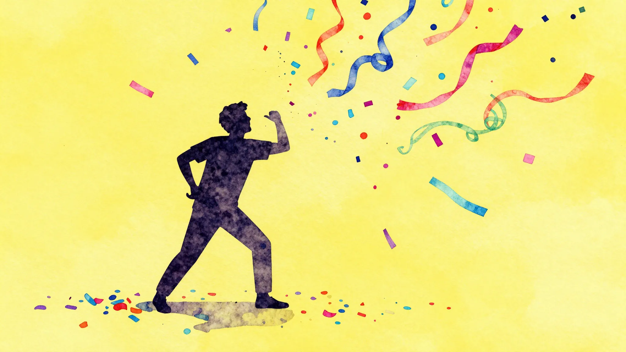 Watercolor style. A vibrant, colorful explosion of confetti ...