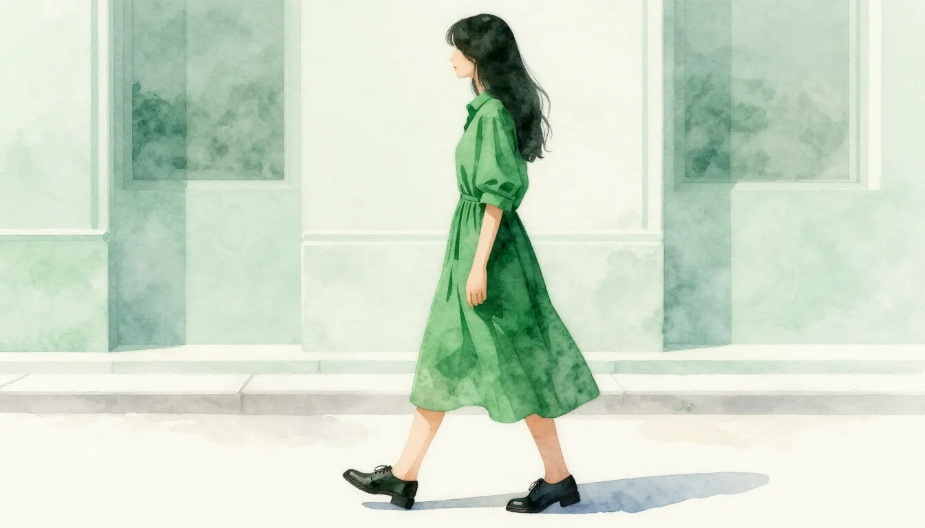 Watercolor style. Silhouette of a woman with long hair in a ...