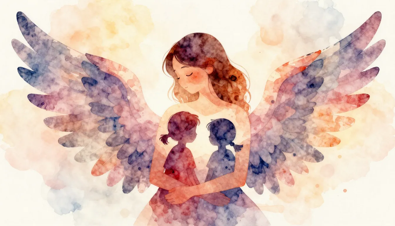 Vibrant watercolor style. A heartwarming, tender illustratio...