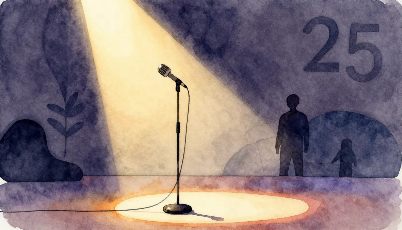 Watercolor style. A minimalist stage with a vintage micropho...