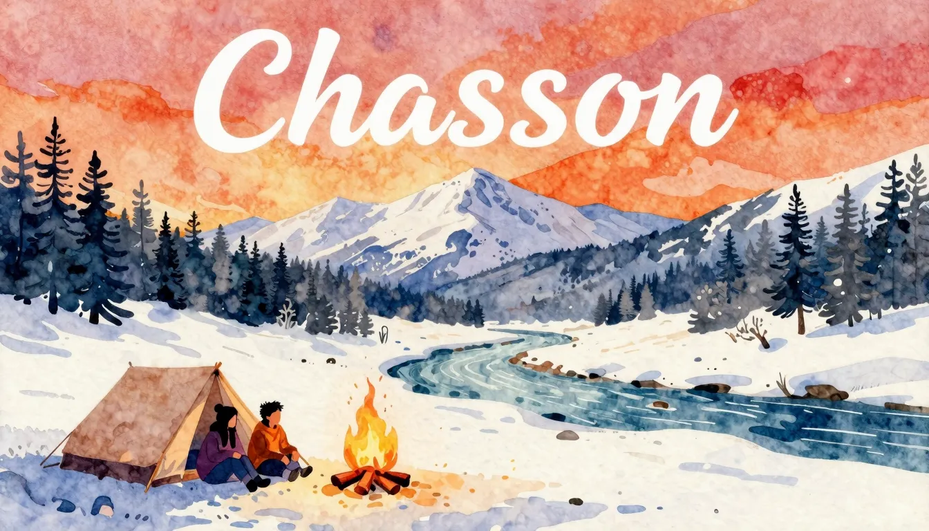 Vibrant watercolor style. Chanson album cover: snowy mountai...