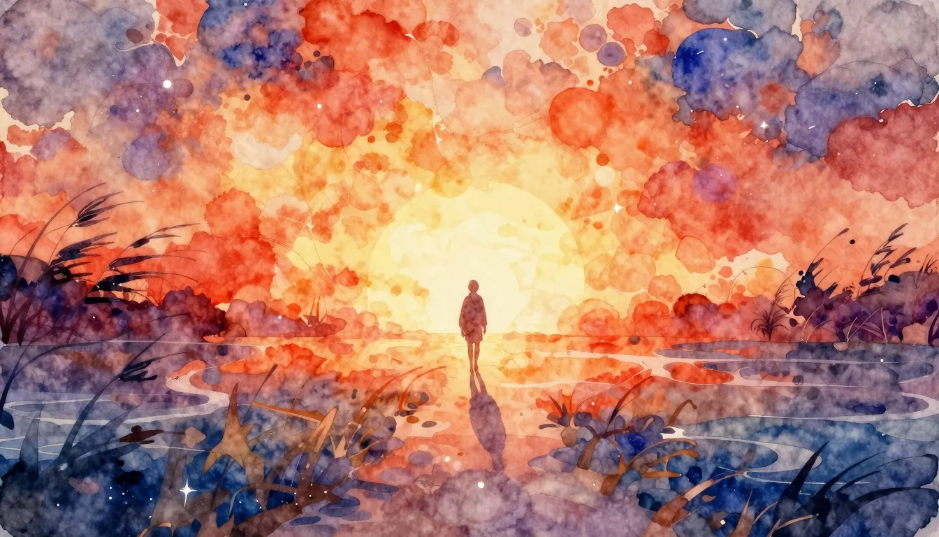 Vibrant watercolor style. Indie album cover: abstract, ether...