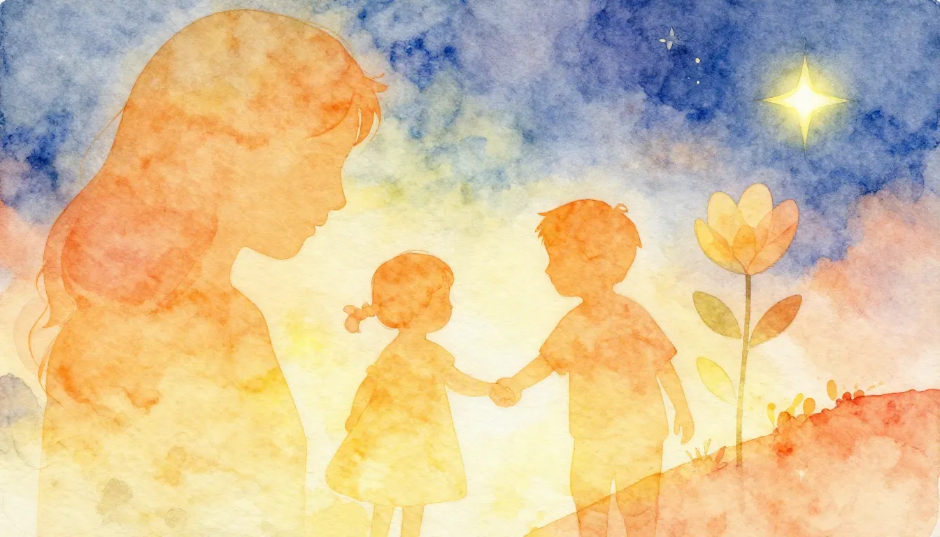 Vibrant watercolor style. A warm, nostalgic album cover. Foc...