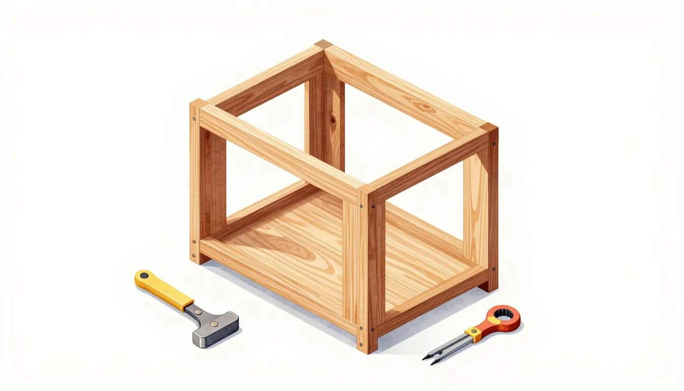 Watercolor style. A stylized isometric view of a furniture p...