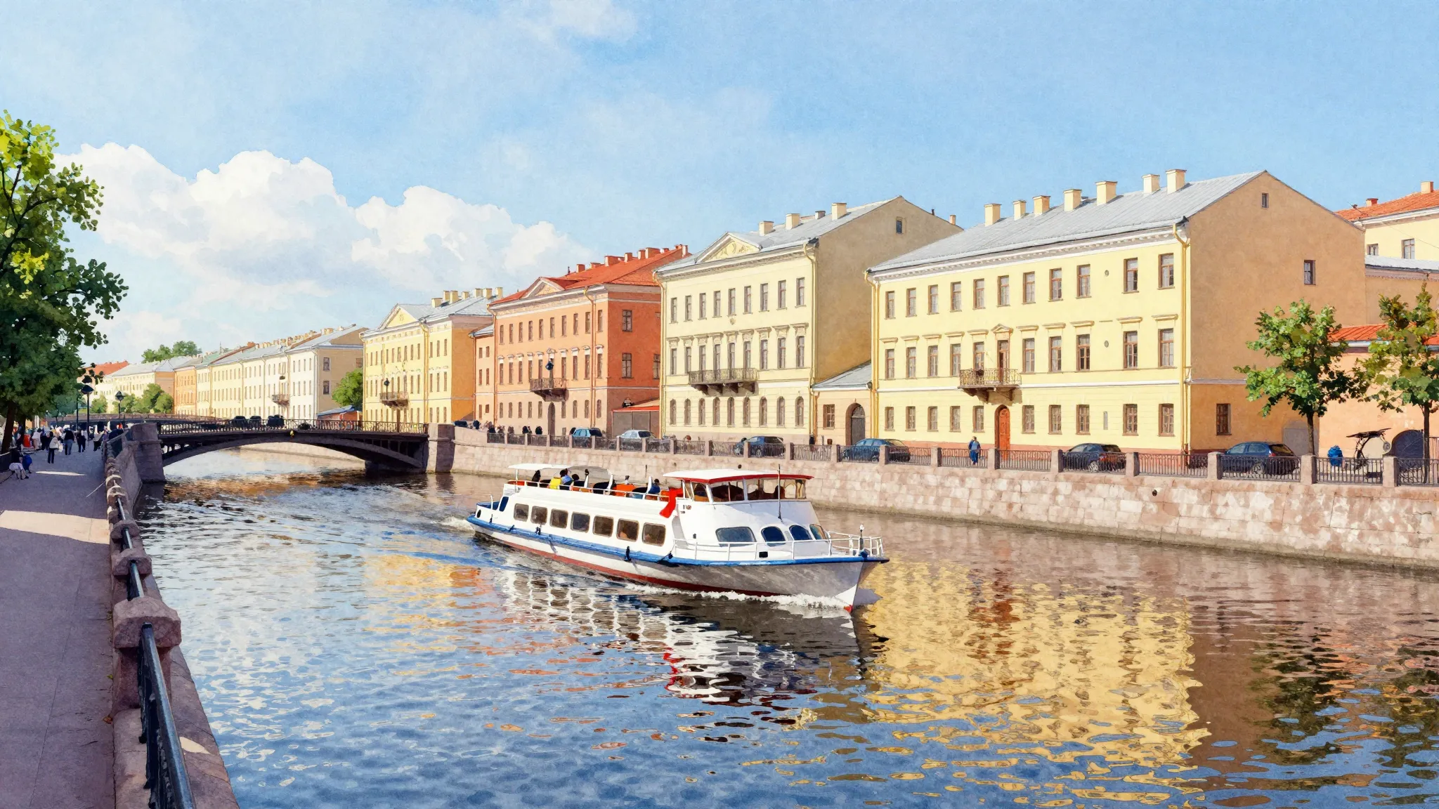 Watercolor style. A vibrant, impressionistic painting of a s...