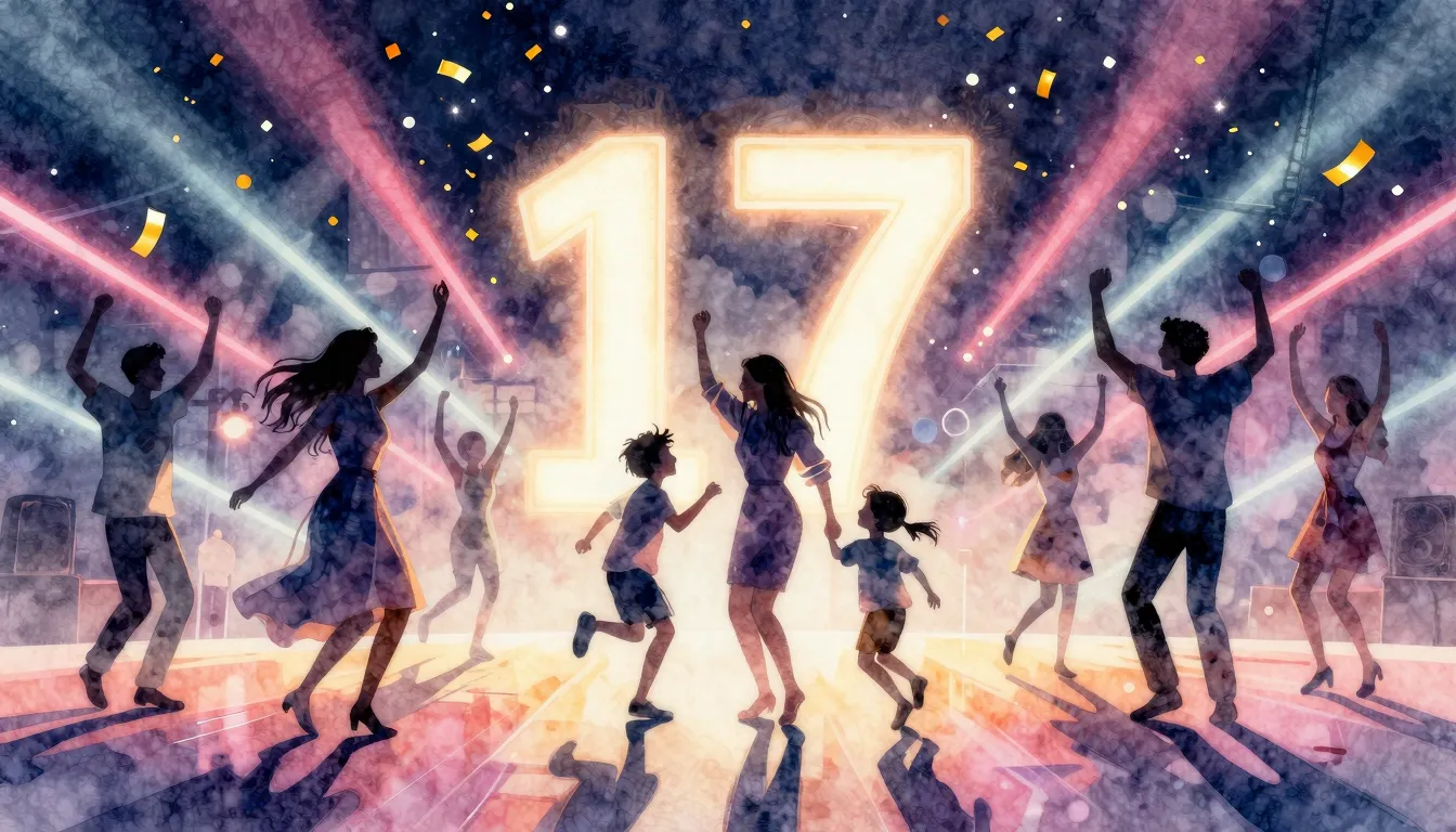 Watercolor style. A vibrant dance floor with silhouettes of ...