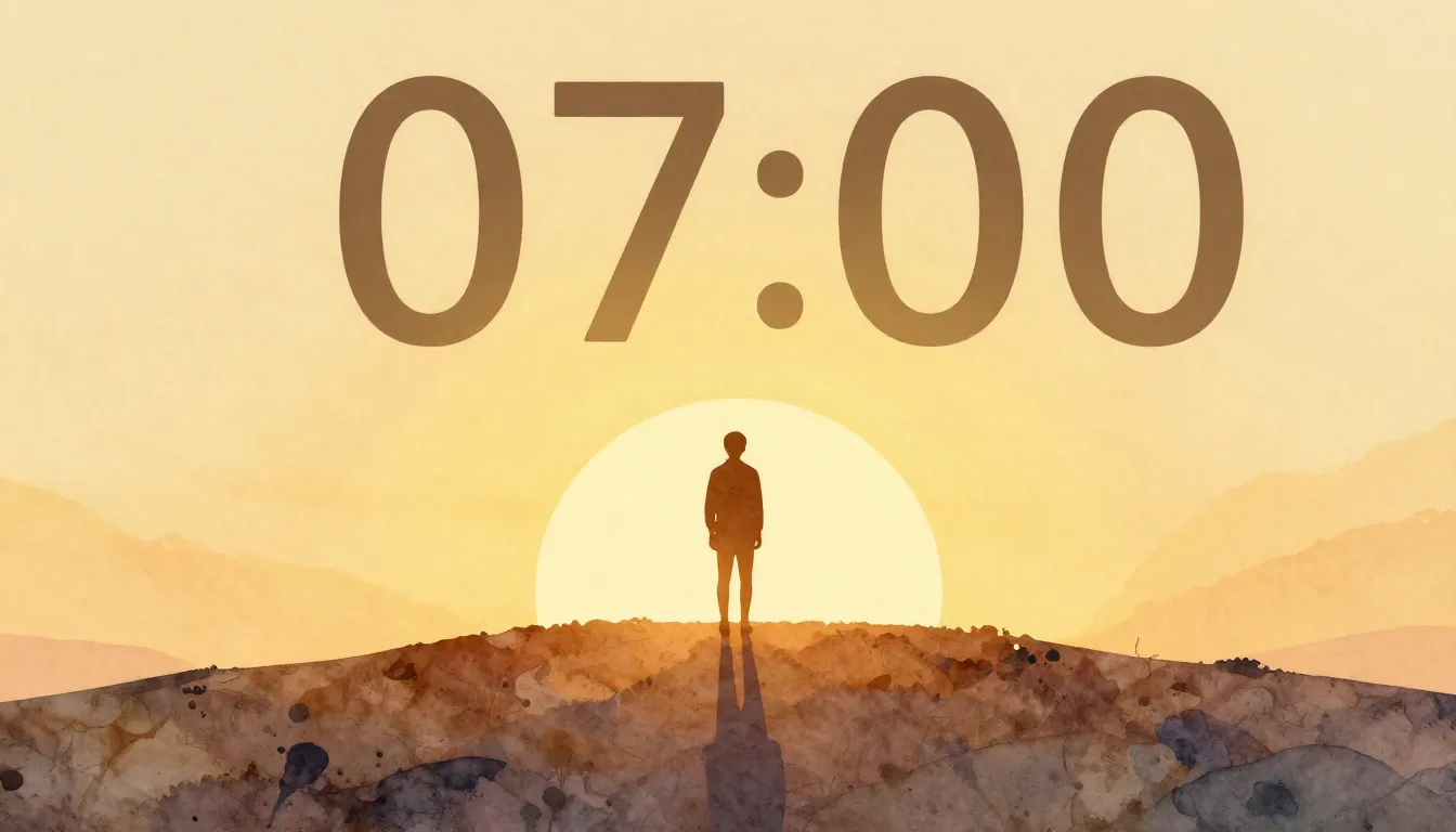 Watercolor style. Silhouette of a person standing on a hill ...