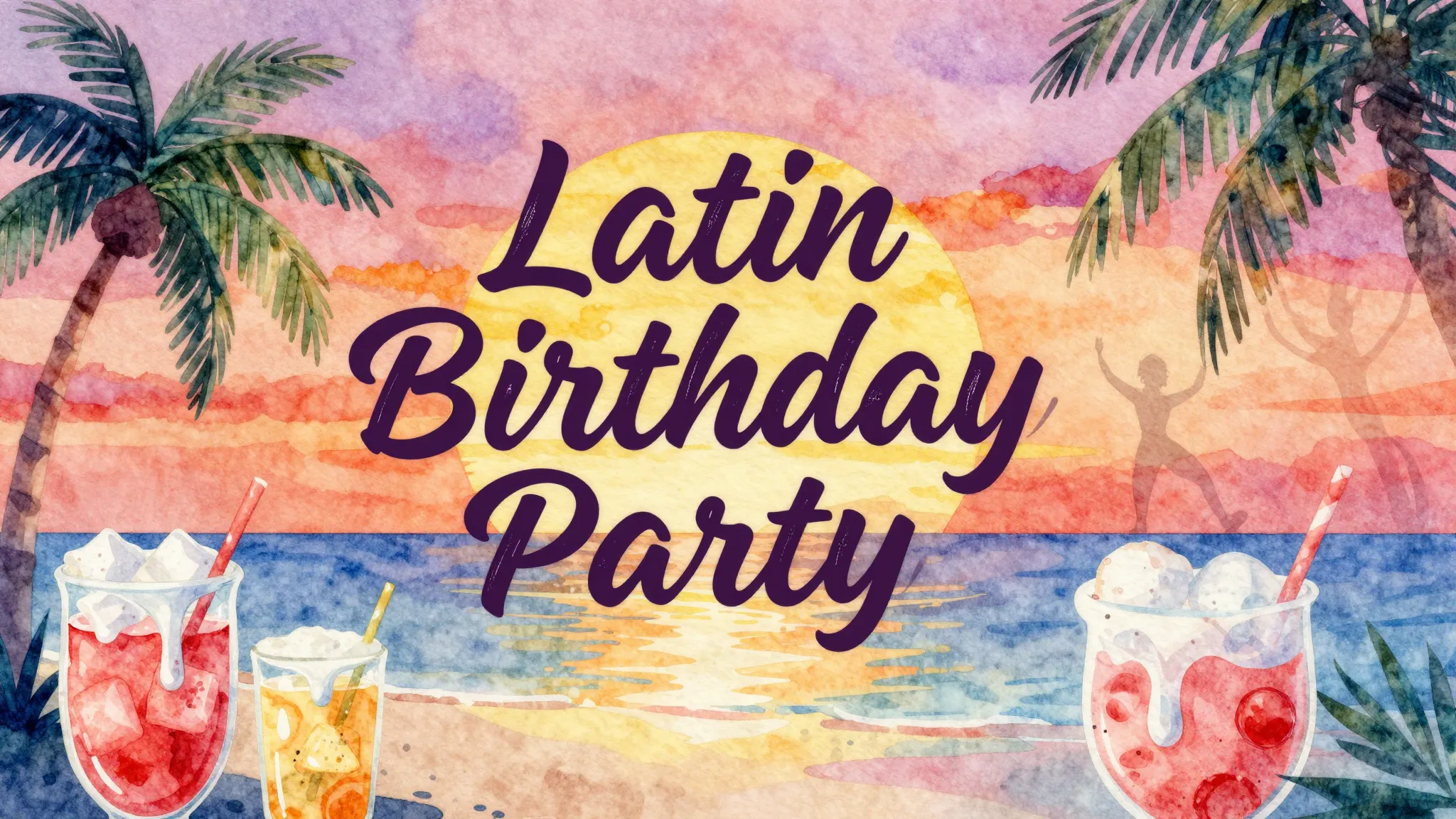 Vibrant watercolor style. Latin birthday party album cover, ...