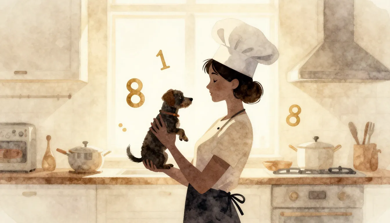 Watercolor style. A silhouette of a woman in a chef hat hold...