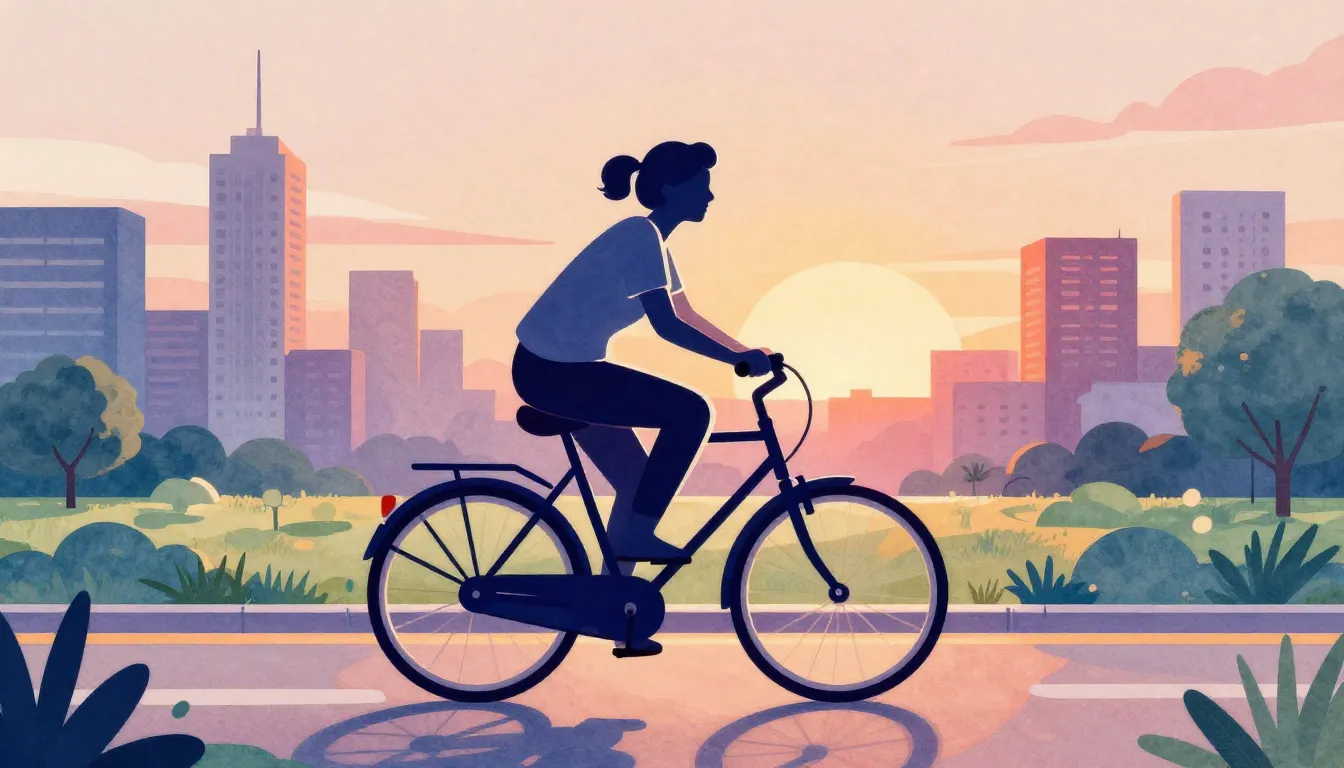 Watercolor style. Minimalist silhouette of an active elderly...