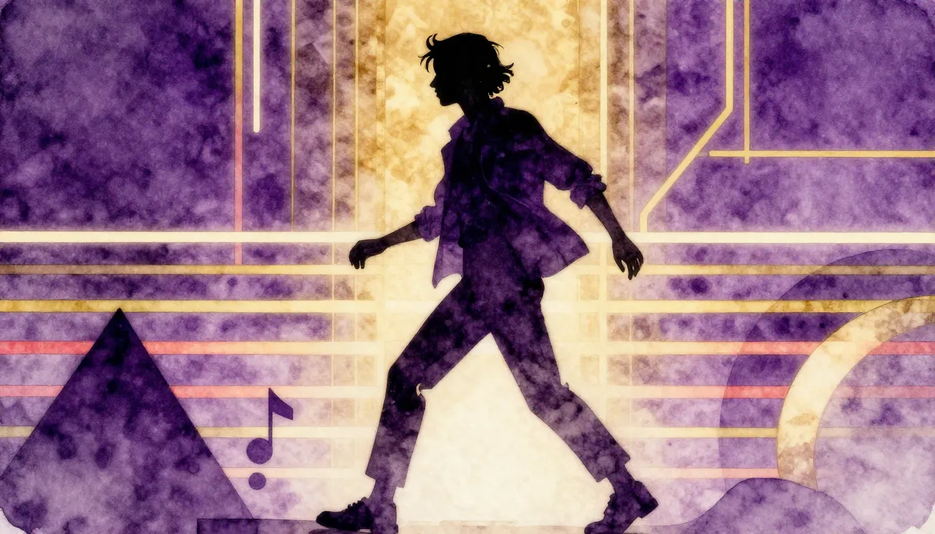 Watercolor style. A silhouette of a person moving energetica...