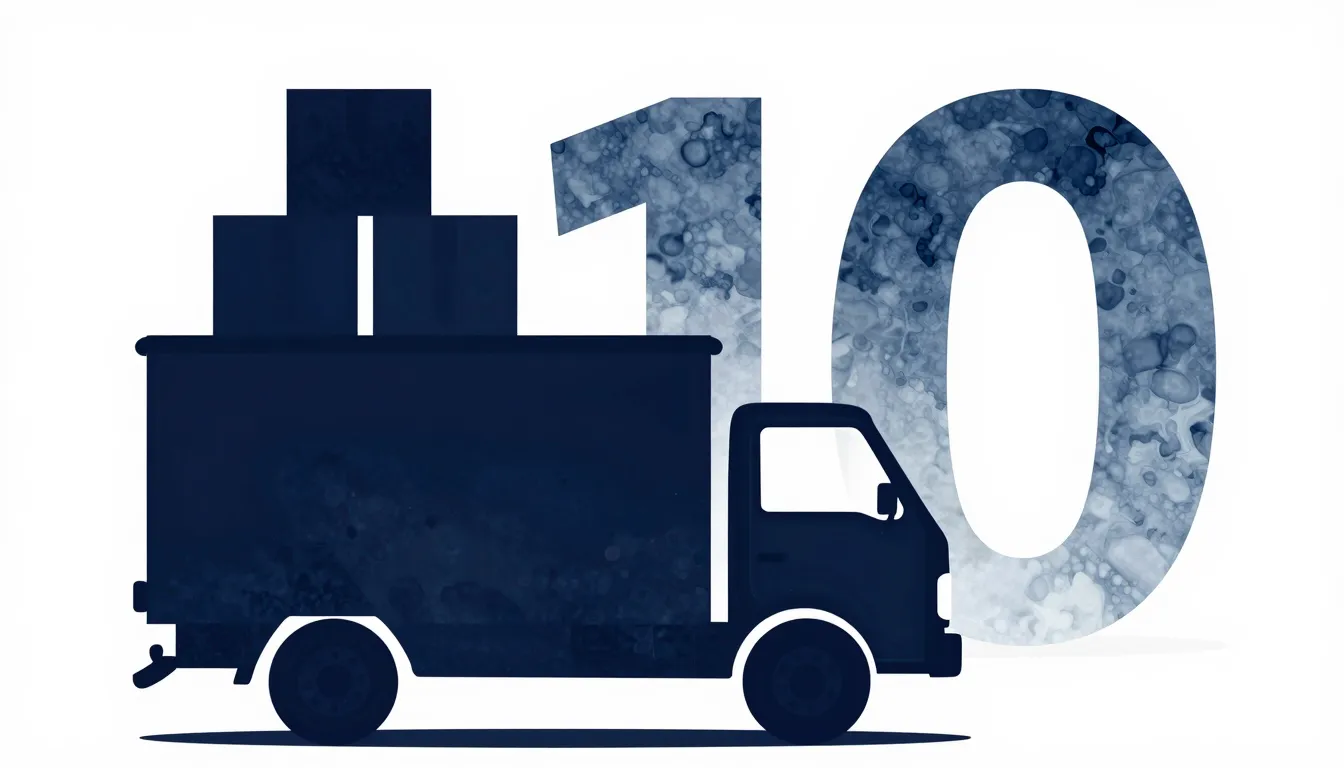 Watercolor style. Stylized silhouette of a delivery truck ne...