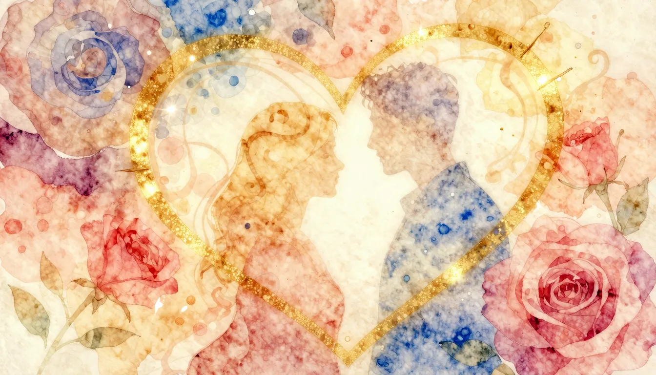 Vibrant watercolor style. A romantic, nostalgic, and warm al...