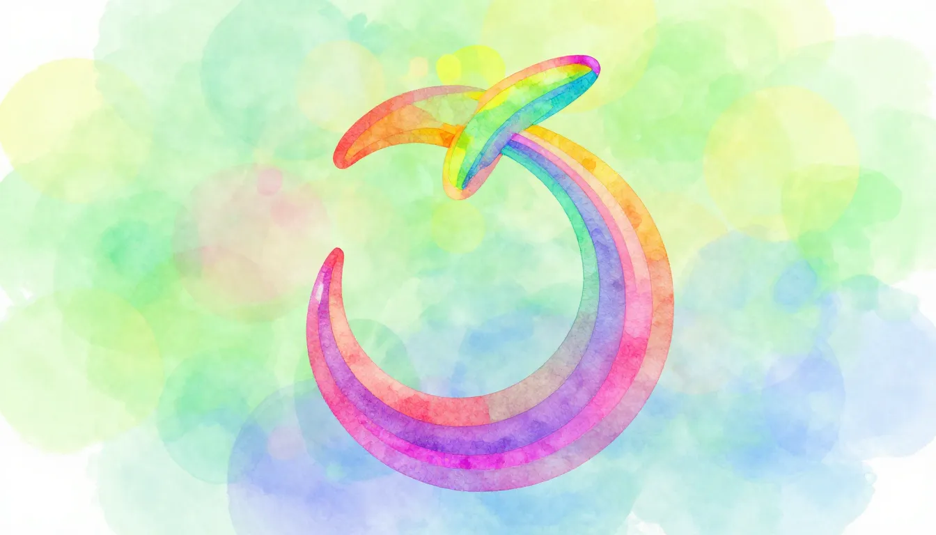 Watercolor style. Stylized abstract swirl forming a hook sha...