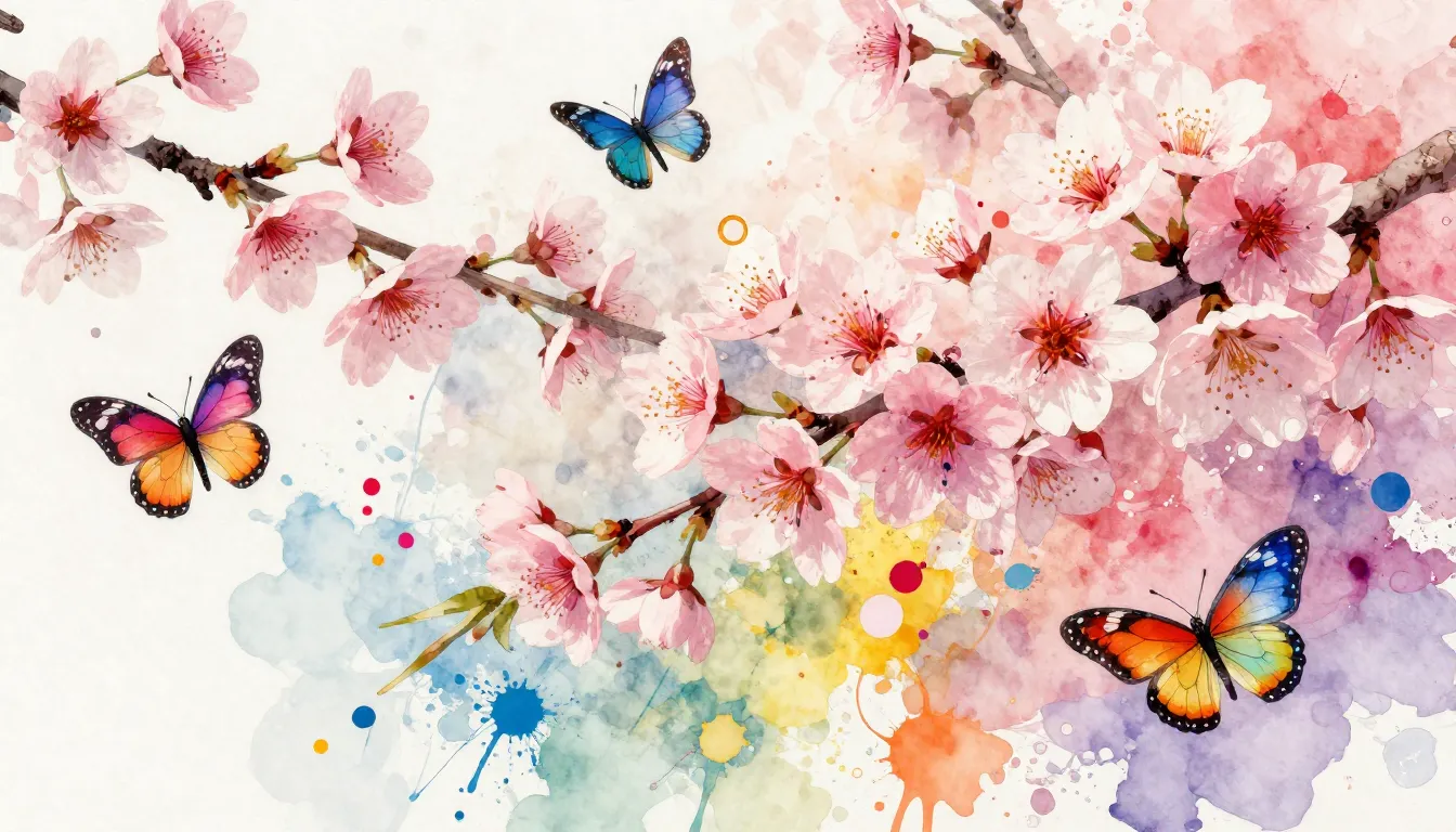 Watercolor style. Abstract spring composition with blooming ...
