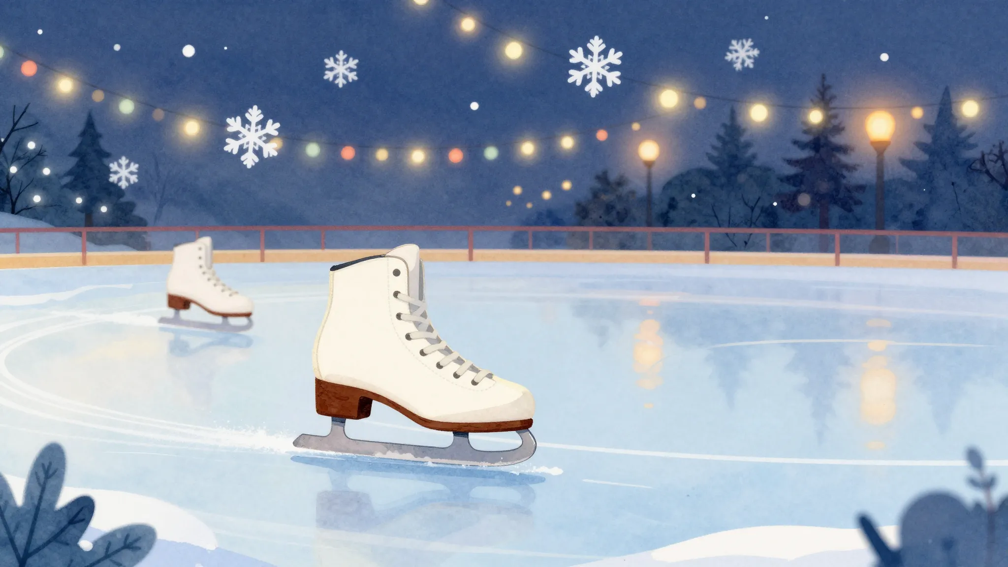 Watercolor style. A bright and cheerful illustration of ice ...