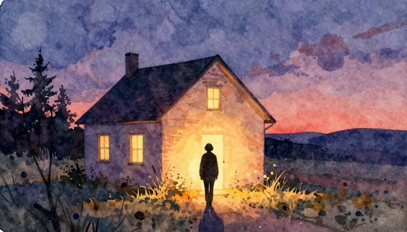 Vibrant watercolor style. Melancholic silhouette of a person...