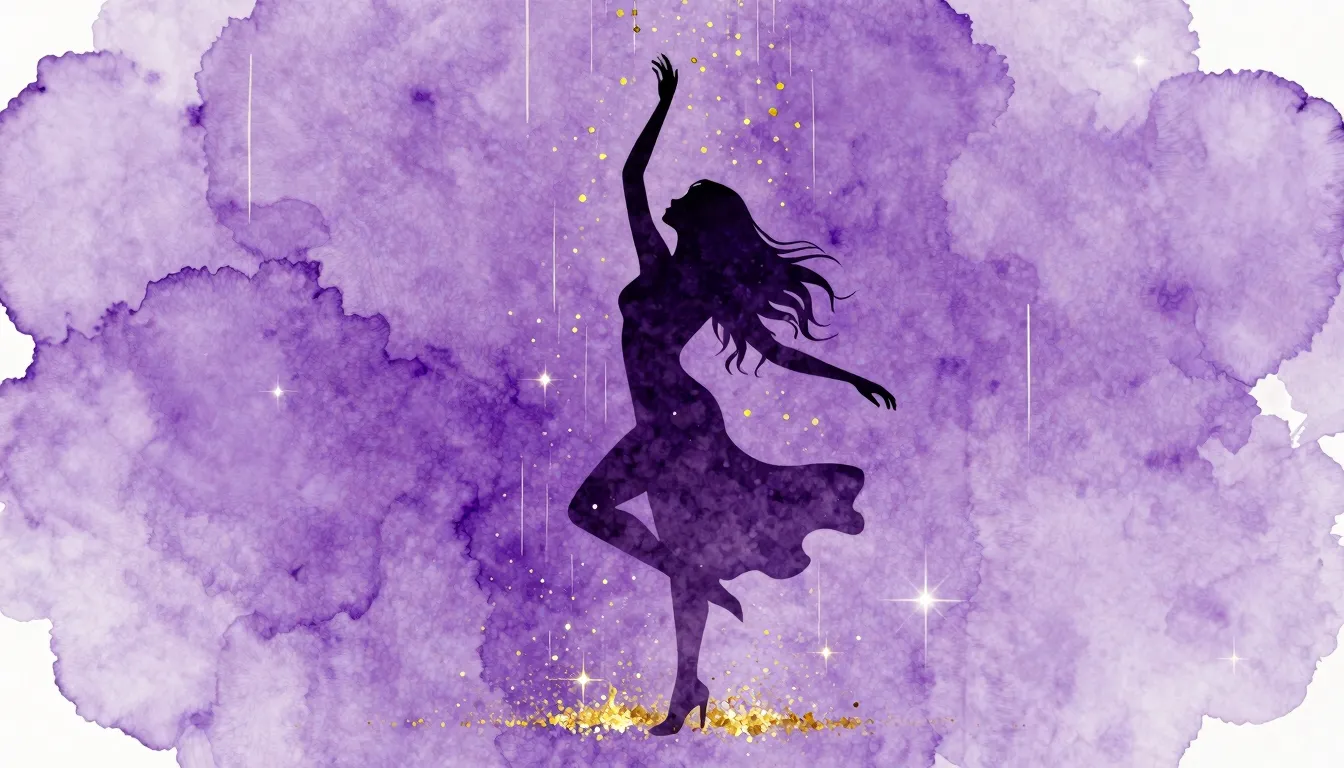Watercolor style. Silhouette of a woman dancing in a shower ...