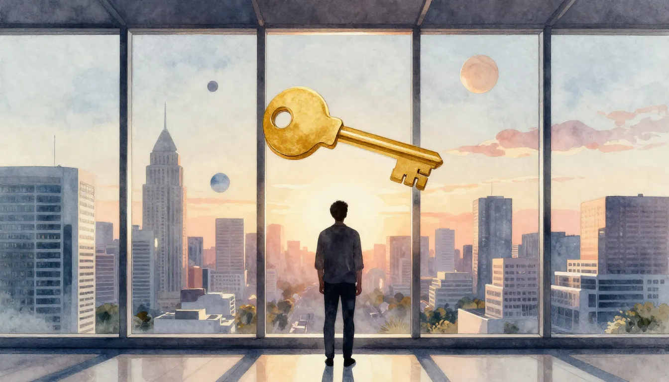 Watercolor style. A silhouette of a person standing in front...