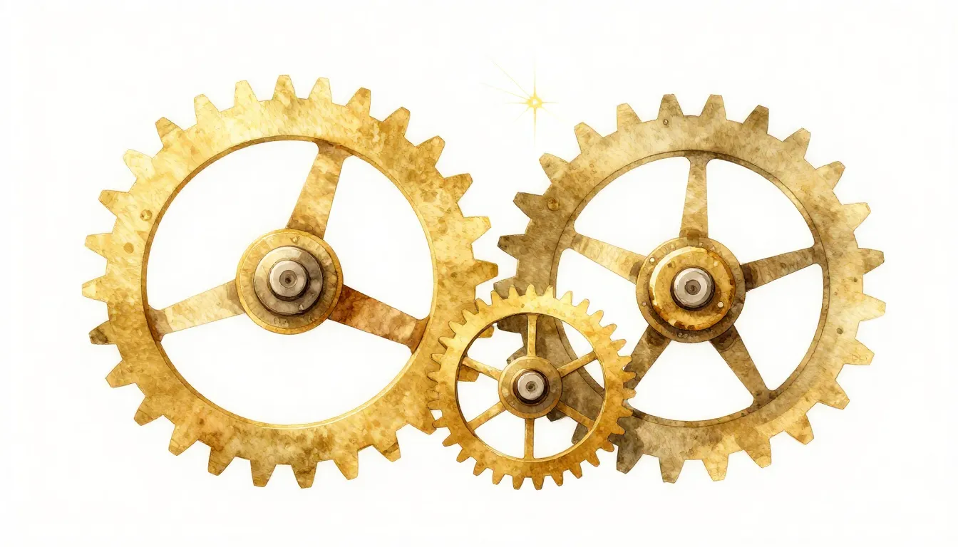 Watercolor style. Abstract representation of a clockwork mec...