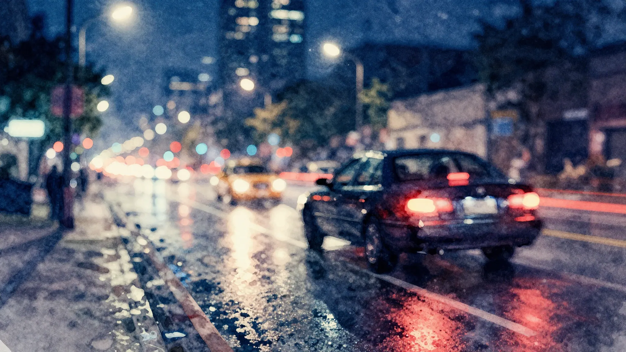 Vibrant watercolor style. Hip-hop album cover: Night drive, ...