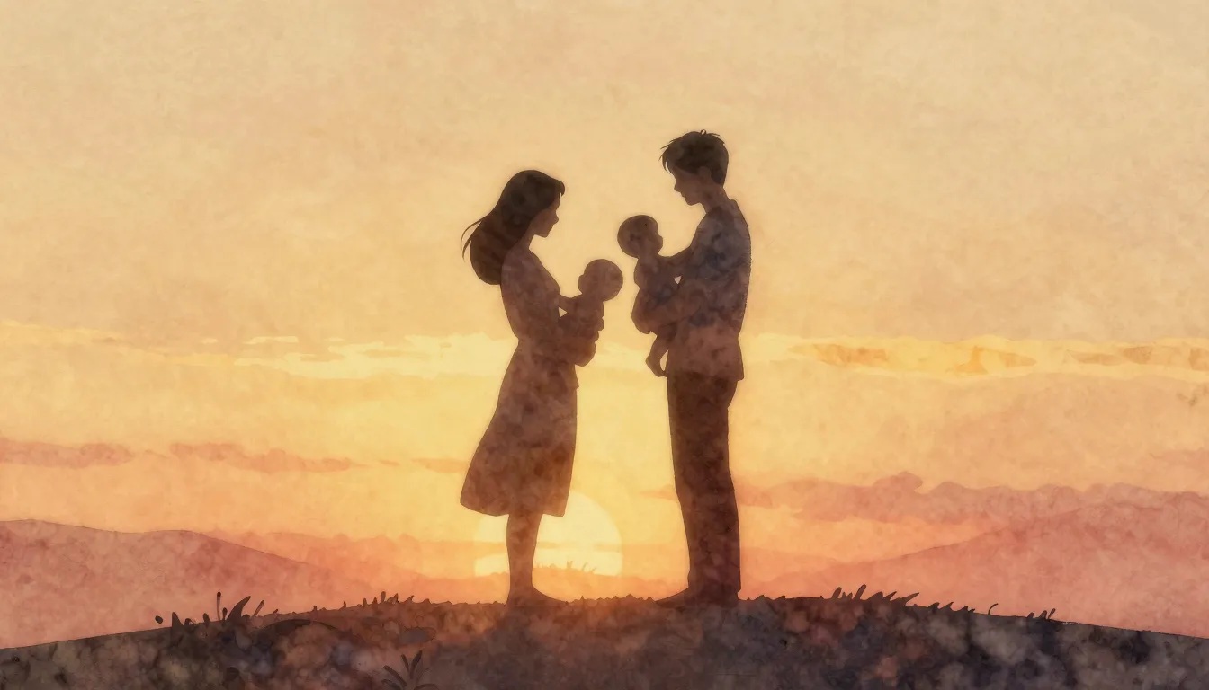 Watercolor style. A minimalist silhouette of a woman and a y...