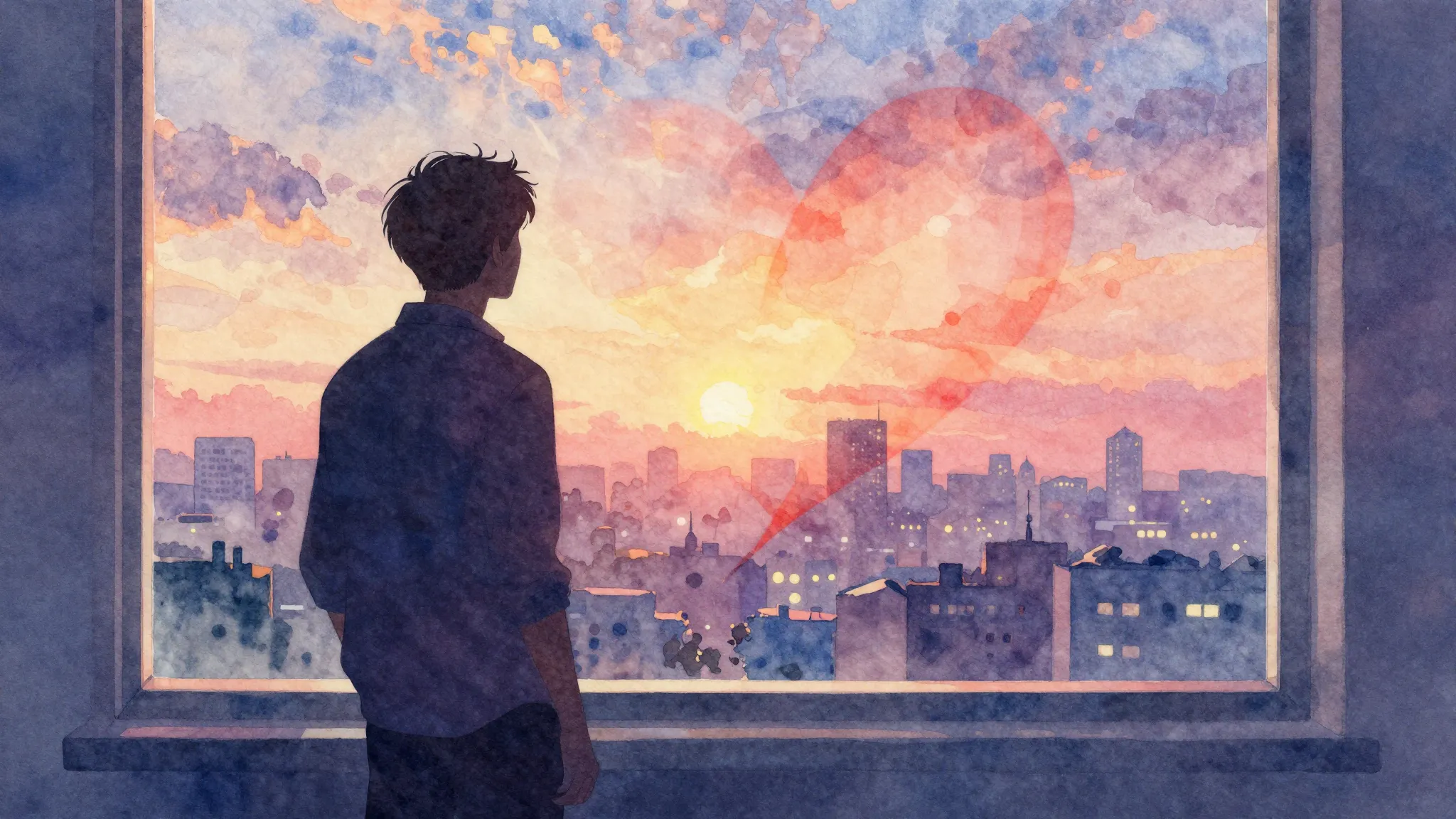 Vibrant watercolor style. Rap song cover art: A silhouette o...