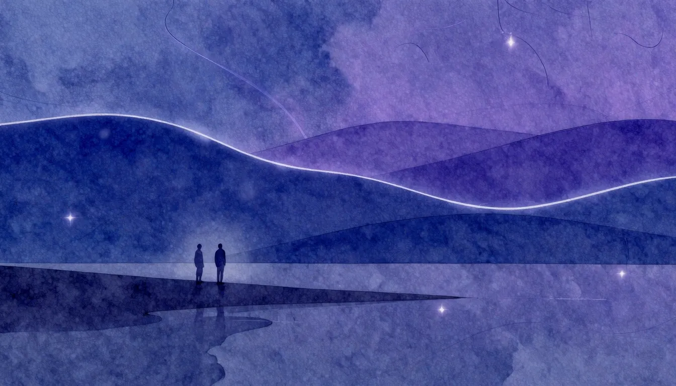 Watercolor style. Abstract digital landscape with soft glowi...