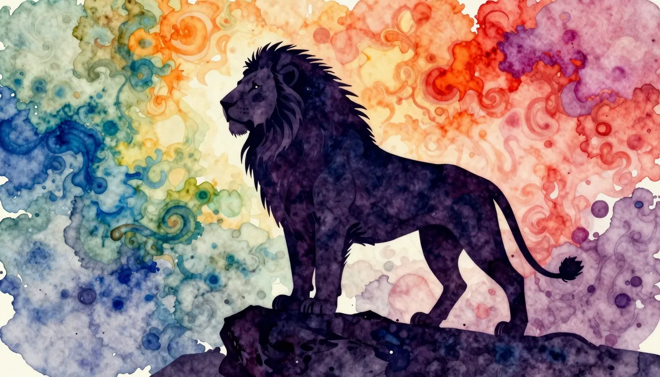 Vibrant watercolor style. Rock album cover. Stylized silhoue...