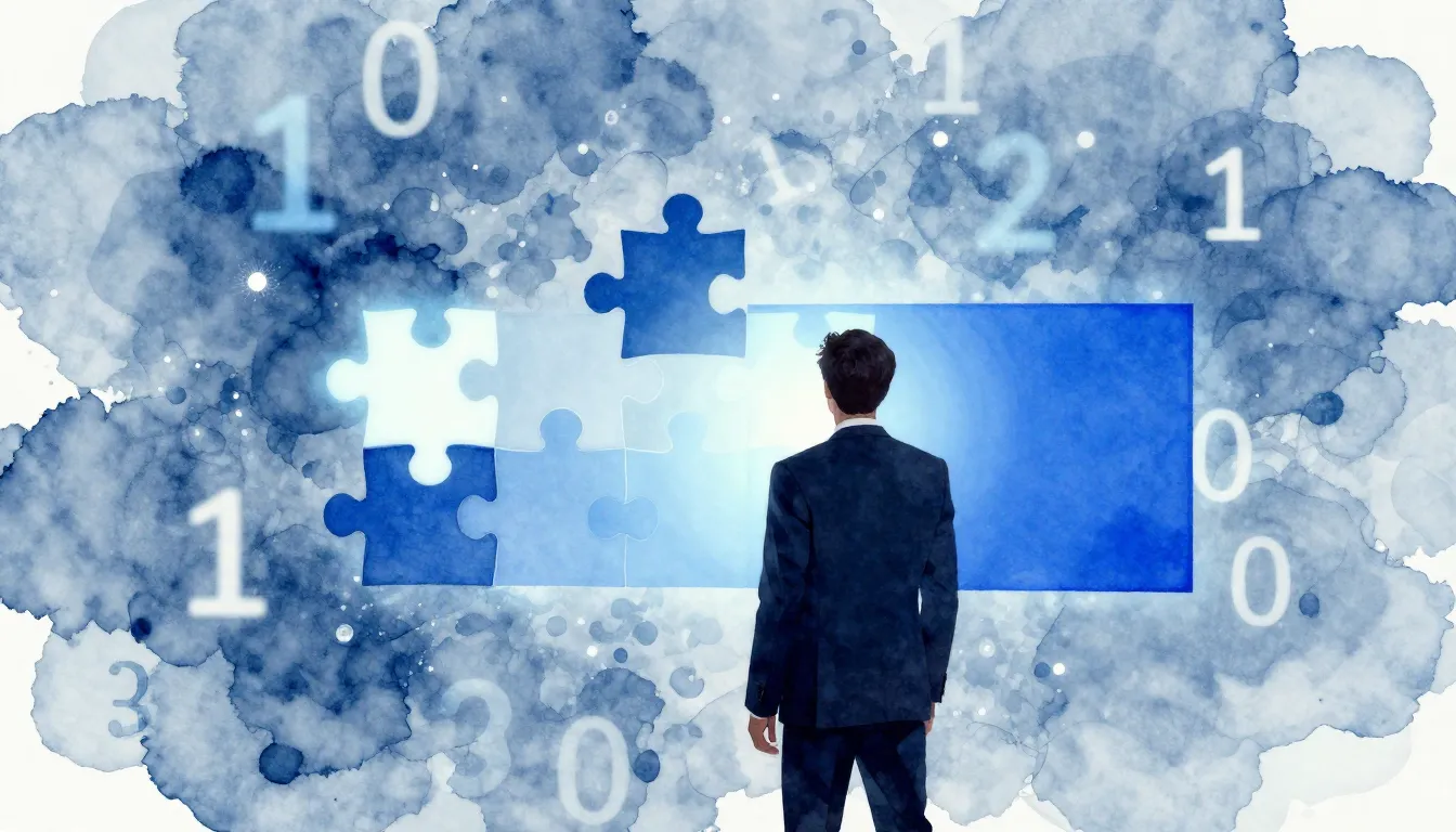 Watercolor style. A stylized silhouette of a strategist look...