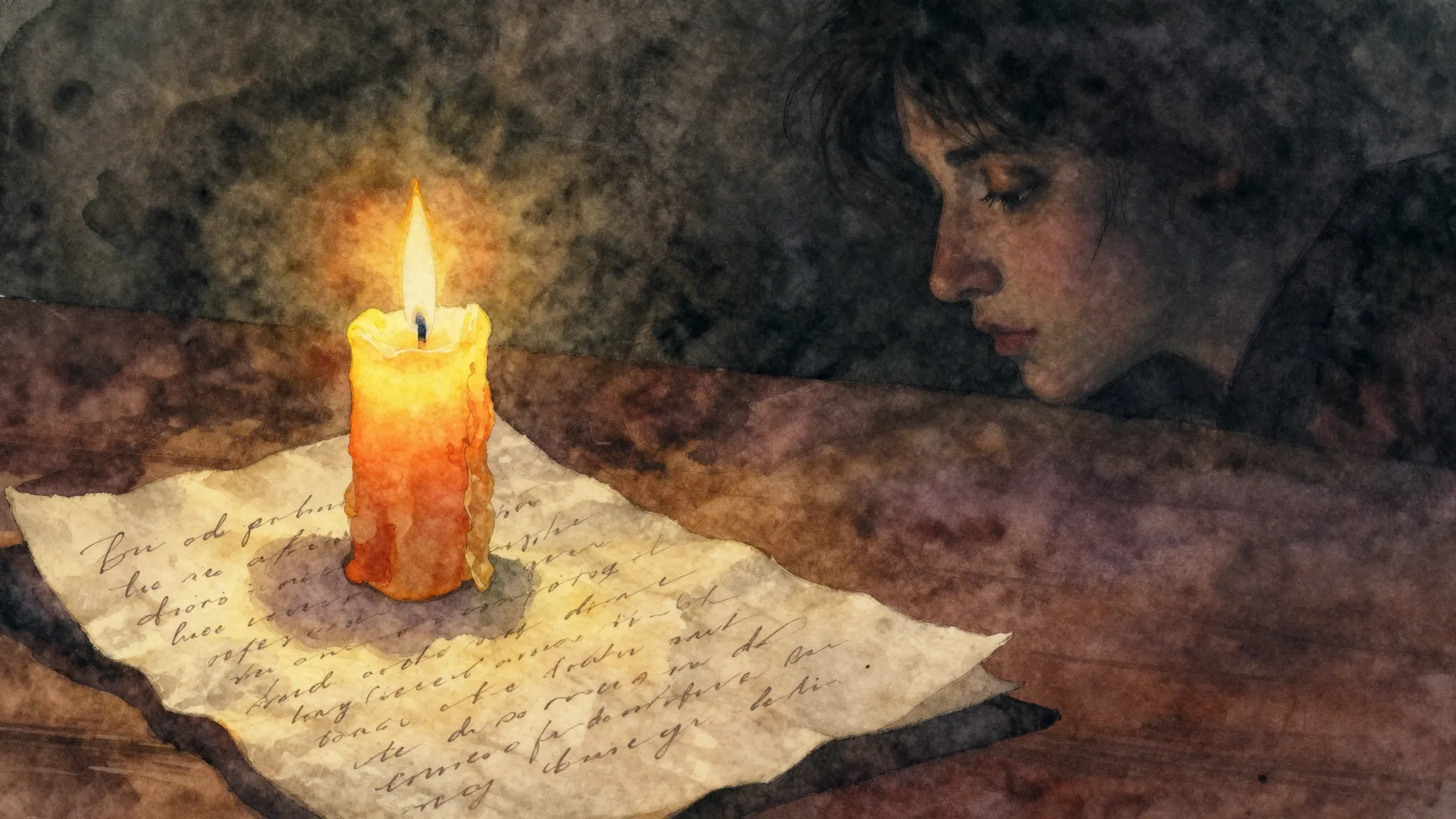 Vibrant watercolor style. A folk album cover. A single, old,...