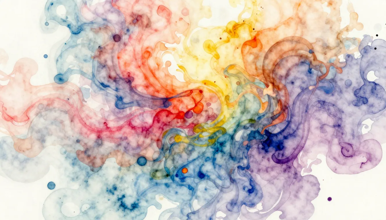 Watercolor style. Abstract colorful swirls of paint floating...
