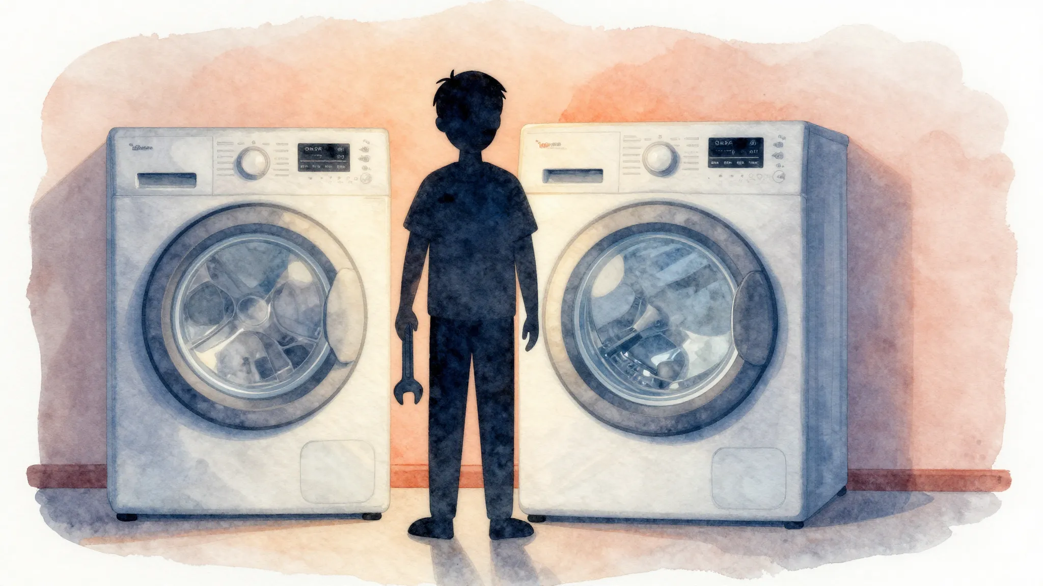 Watercolor style. A minimalist silhouette of a person holdin...
