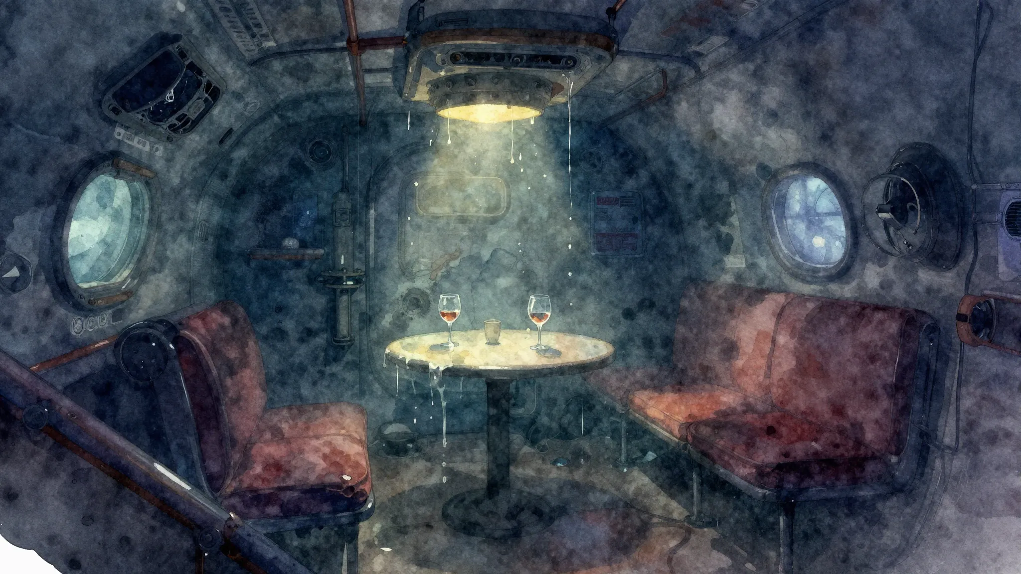 Vibrant watercolor style. Dark, atmospheric rock ballad albu...