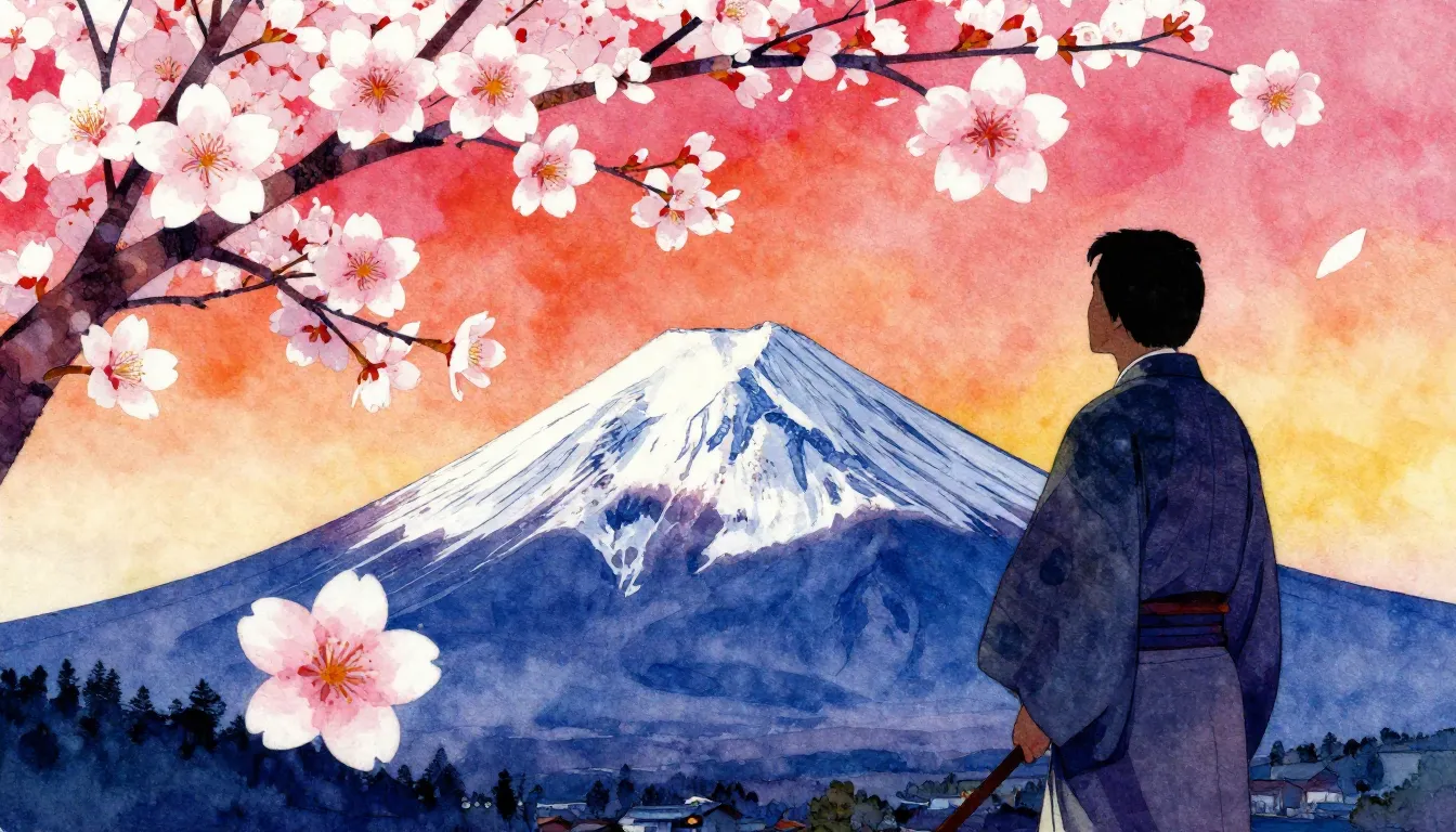 Vibrant watercolor style. Rock opera album cover, Japanese a...