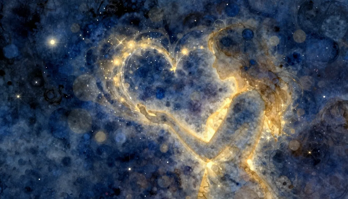 Watercolor style. Abstract cosmic background with a glowing ...