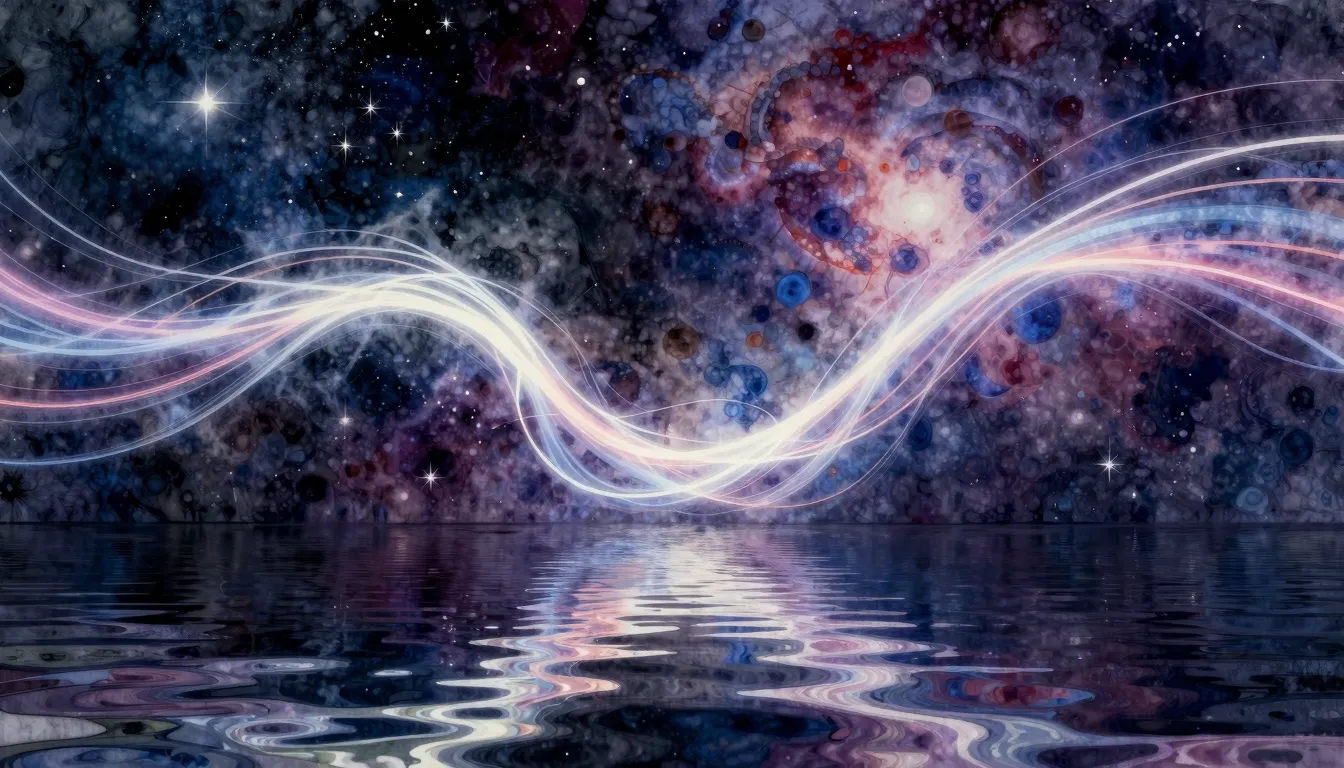 Vibrant watercolor style. Ambient electronic album cover: tw...