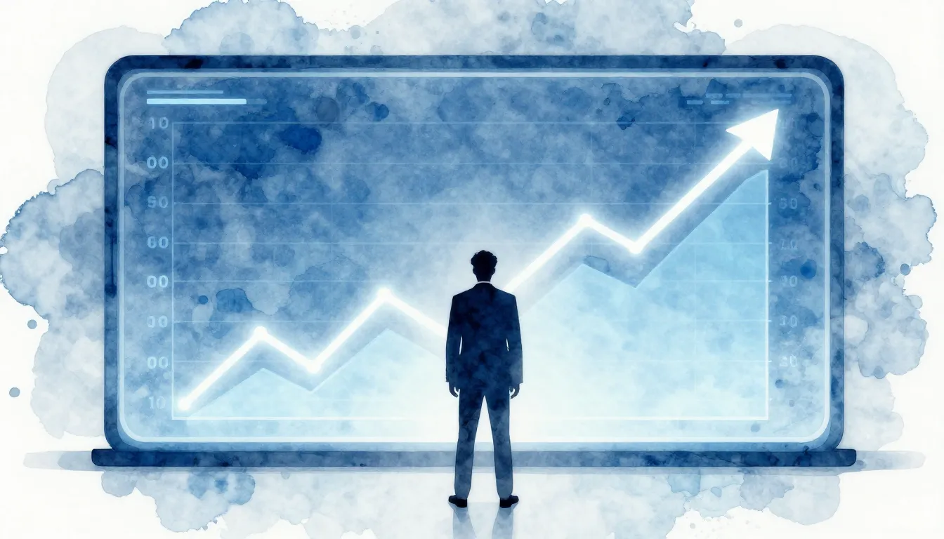 Watercolor style. A professional silhouette standing in fron...